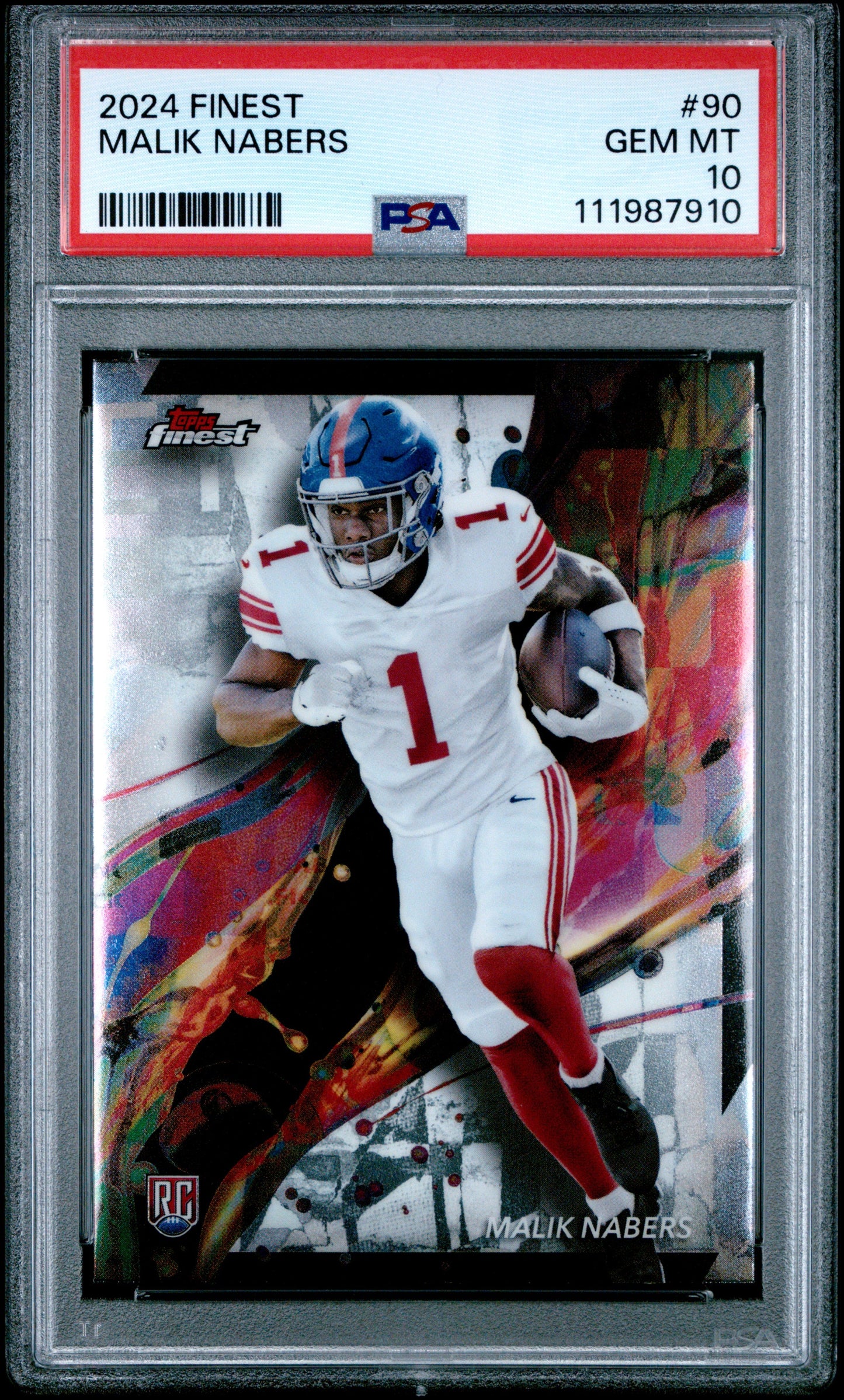 Graded 2024 Topps Finest Malik Nabers #90 Rookie RC Football Card PSA 10 Gem Mint