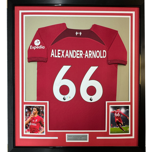 Framed Autographed/Signed Trent Alexander Arnold 35x39 Liverpool 2021-22 Red Soccer Jersey Beckett BAS COA