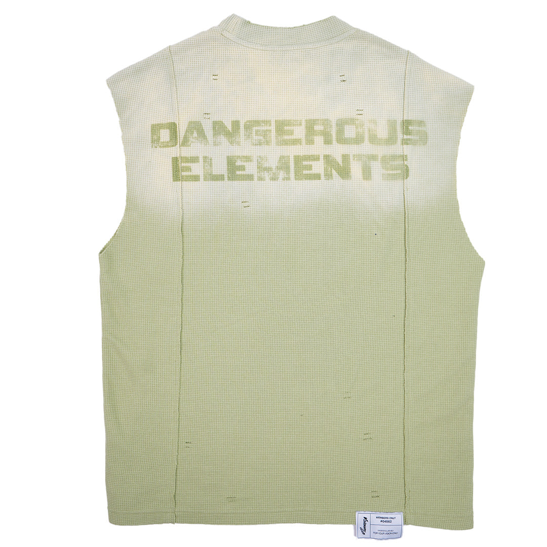 "DANGEROUS ELEMENTS" FADE SLEEVELESS TANK ( LIME GREEN )