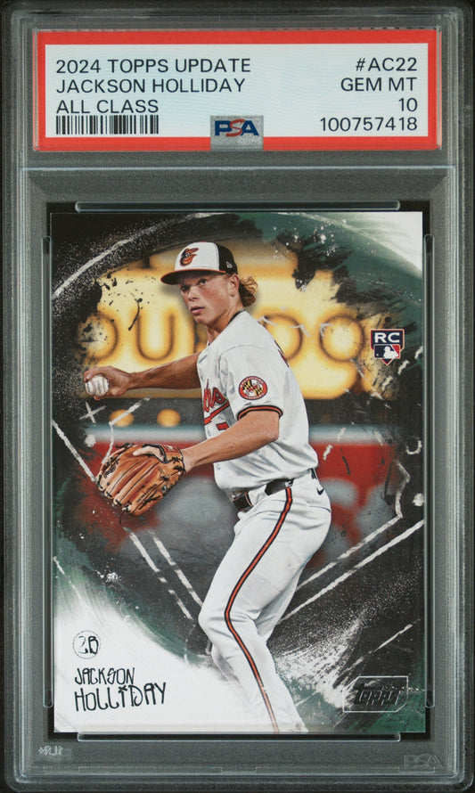 Graded 2024 Topps Update Jackson Holliday #AC22 All Class Rookie RC Baseball Card PSA 10 Gem Mint