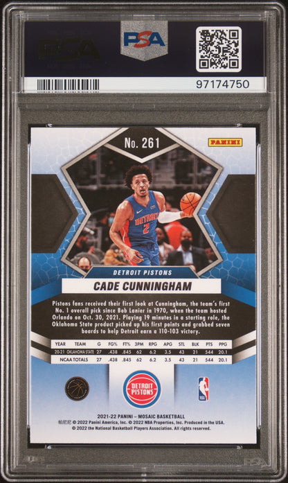 Graded 2021 Panini Mosaic Cade Cunningham #261 Rookie RC Basketball Card PSA 10 Gem Mint