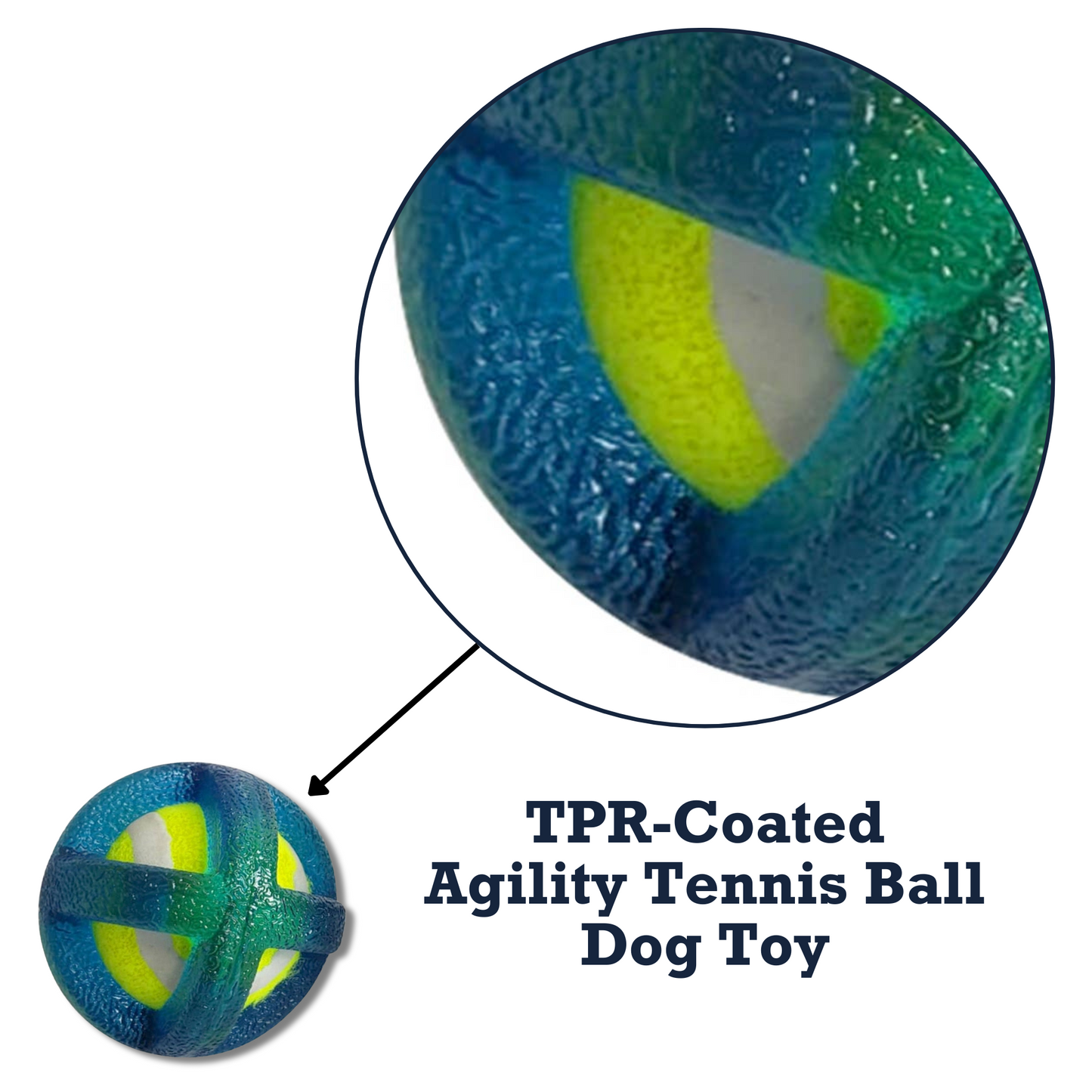 TPR-Coated Agility Tennis Ball Dog Toy – Durable & Pet-Safe