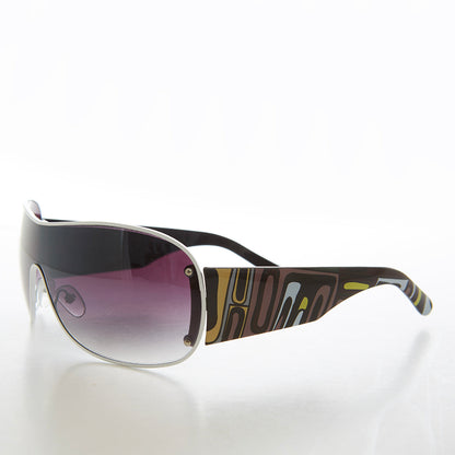 Shield Sunglasses with Mod Pattern Temples -  Trek