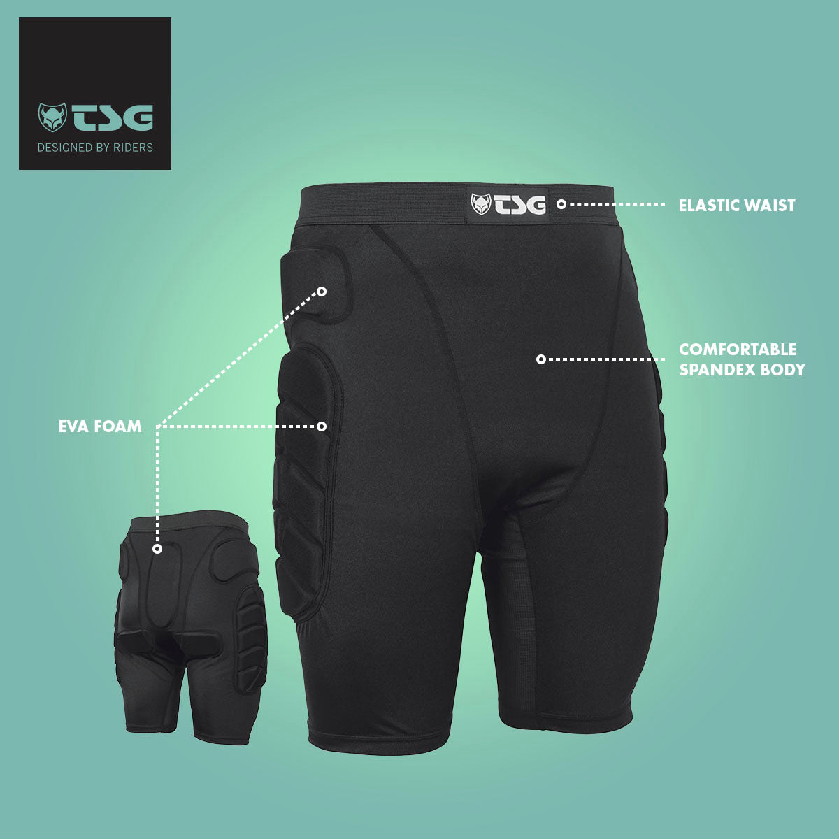 TSG -  Protective Shorts - Crash Pant All Terrain - Black - Triathlete Store