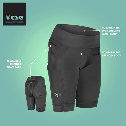 TSG -  Protective Shorts for Women- Crash Pant Carna - Black - Triathlete Store