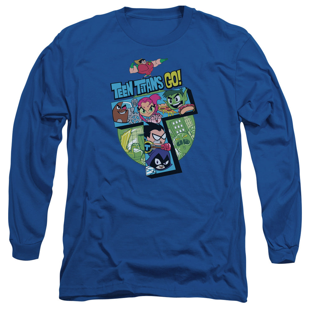 Teen Titans Go T Mens Long Sleeve Shirt Royal Officially Licensed