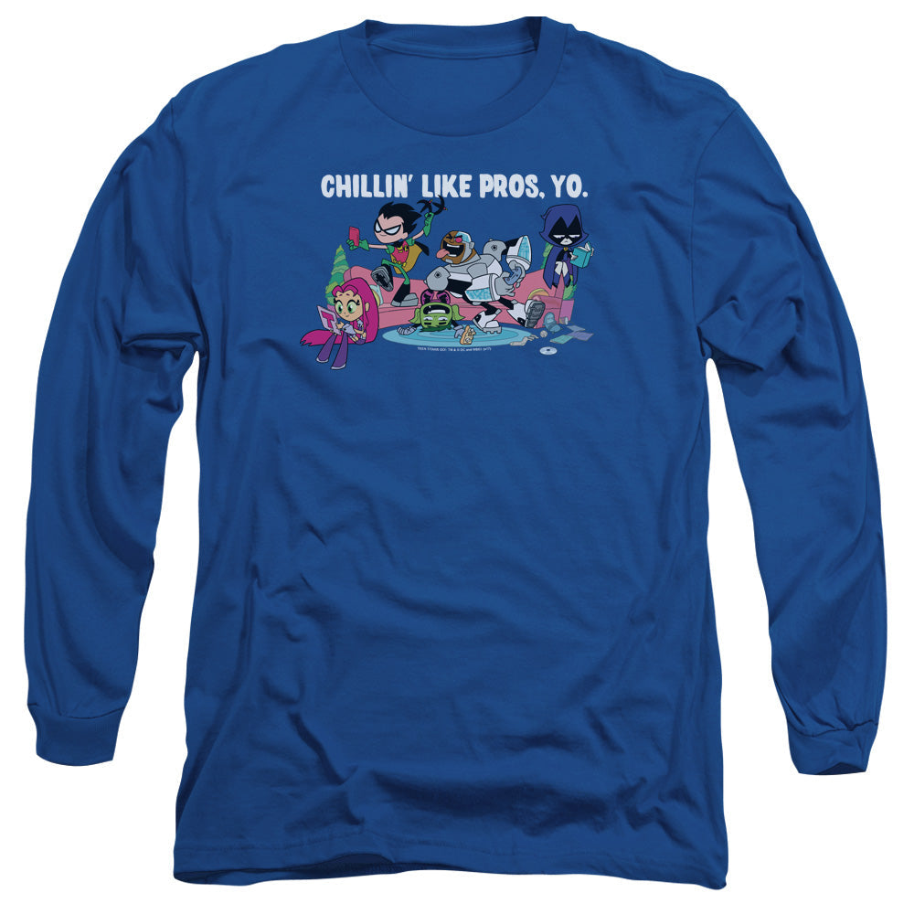Teen Titans Go Like Pros Yo Mens Long Sleeve Shirt Royal Officially Licensed