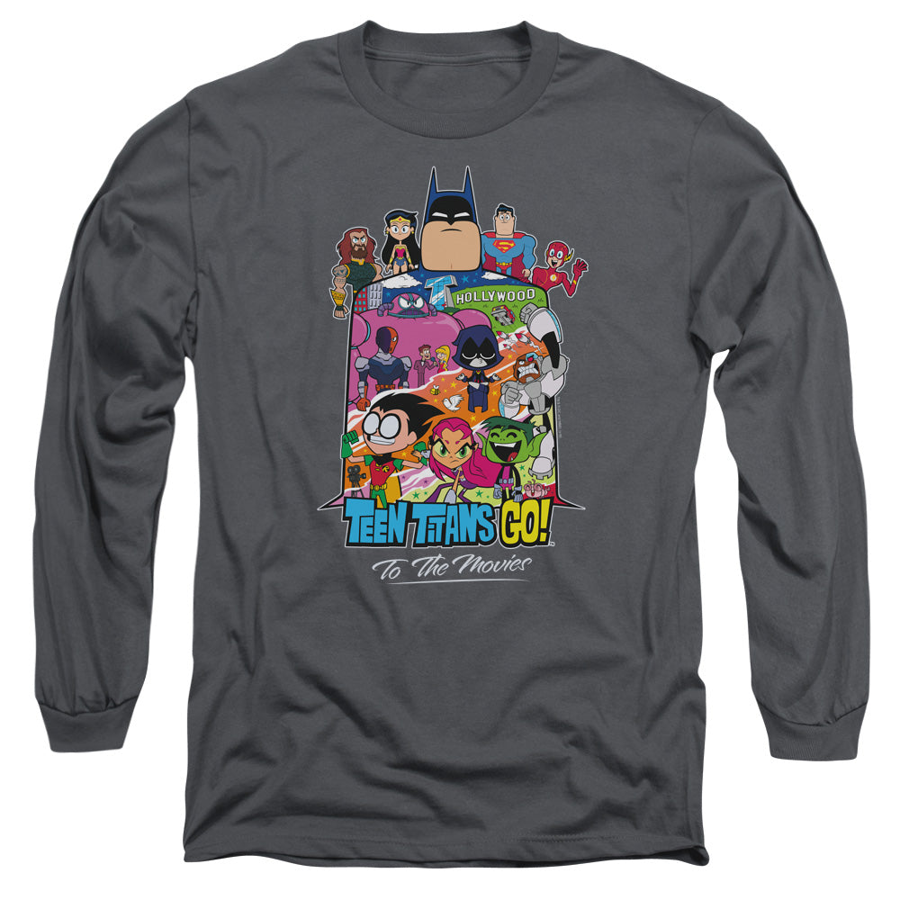 Teen Titans Go To The Movies Hollywood Mens Long Sleeve Shirt Charcoal Officially Licensed