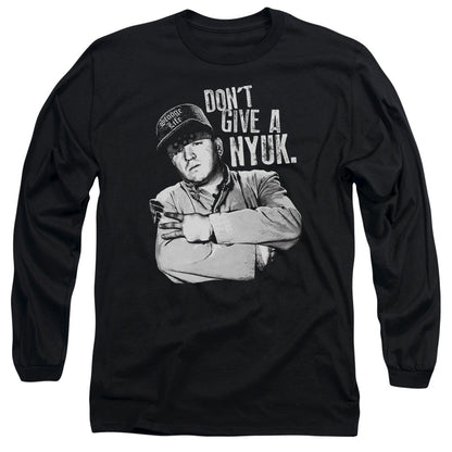 Three Stooges Give A Nyuk Mens Long Sleeve Shirt Black Officially Licensed