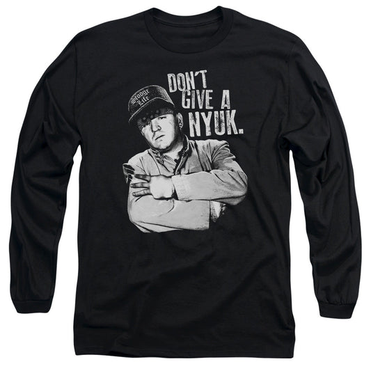 Three Stooges Give A Nyuk Mens Long Sleeve Shirt Black Officially Licensed