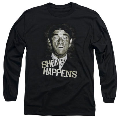 Three Stooges Shemp Happens Mens Long Sleeve Shirt Black Officially Licensed