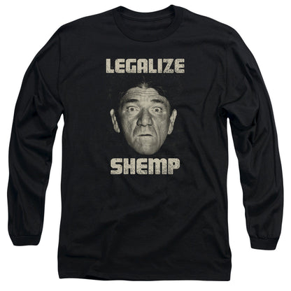 Three Stooges Legalize Shemp Mens Long Sleeve Shirt Black Officially Licensed