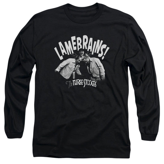 Three Stooges Lamebrains Mens Long Sleeve Shirt Black Officially Licensed