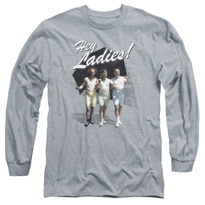 Three Stooges Hey Ladies Mens Long Sleeve Shirt Athletic Heather Officially Licensed