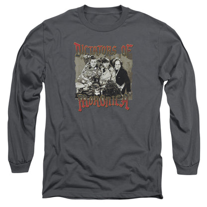 Three Stooges Moronica Mens Long Sleeve Shirt Charcoal Officially Licensed