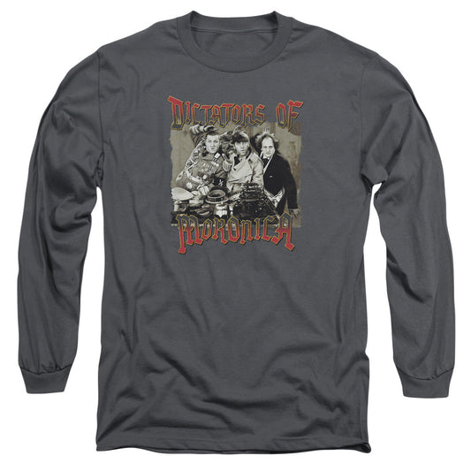 Three Stooges Moronica Mens Long Sleeve Shirt Charcoal Officially Licensed