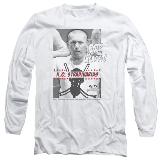 Three Stooges Weasel Mens Long Sleeve Shirt White Officially Licensed