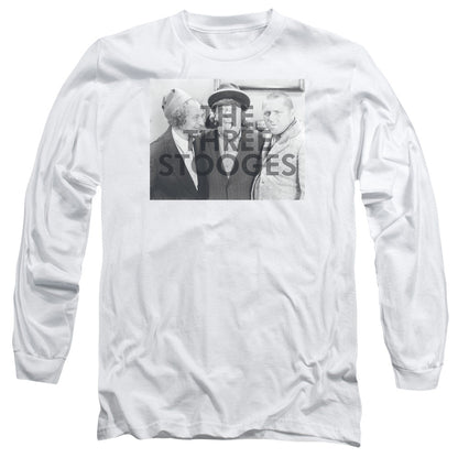Three Stooges Cutoff Mens Long Sleeve Shirt White Officially Licensed