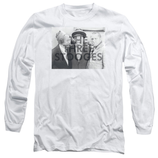 Three Stooges Cutoff Mens Long Sleeve Shirt White Officially Licensed