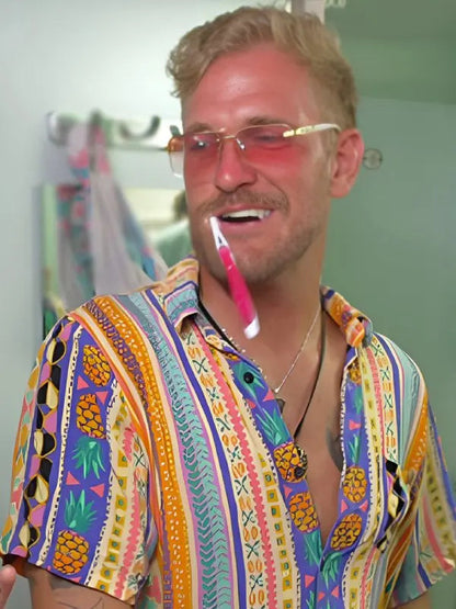 Below Deck Down Under S03 Nate Salmon Printed Striped Shirt