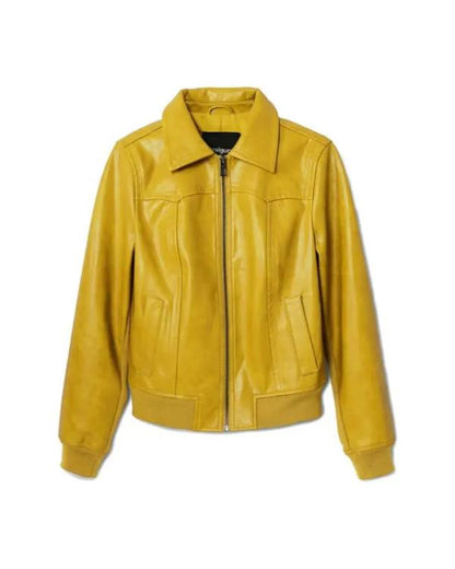 Olympo S01 Yellow Leather Bomber Jacket