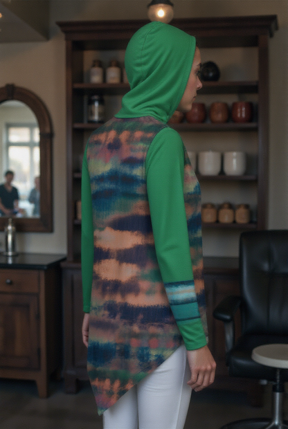 Taos Color Wash Women's Asymmetric Hem Hoodie