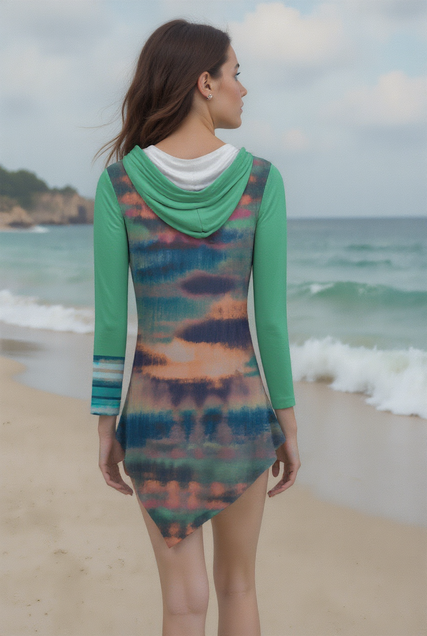 Taos Color Wash Women's Asymmetric Hem Hoodie