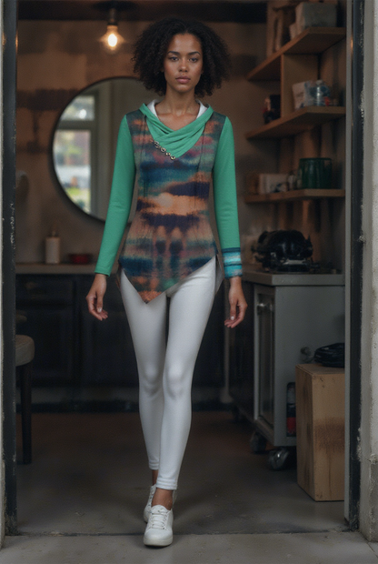 Taos Color Wash Women's Asymmetric Hem Hoodie