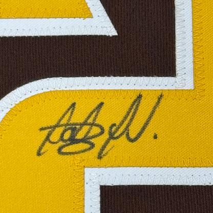 Framed Autographed/Signed Fernando Tatis Jr. 35x39 Slam Diego San Brown Baseball Jersey JSA COA