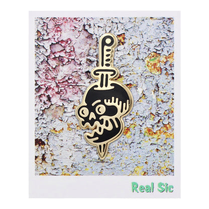 Tattoo Knife Style Skull - Occult, Halloween Enamel Pin