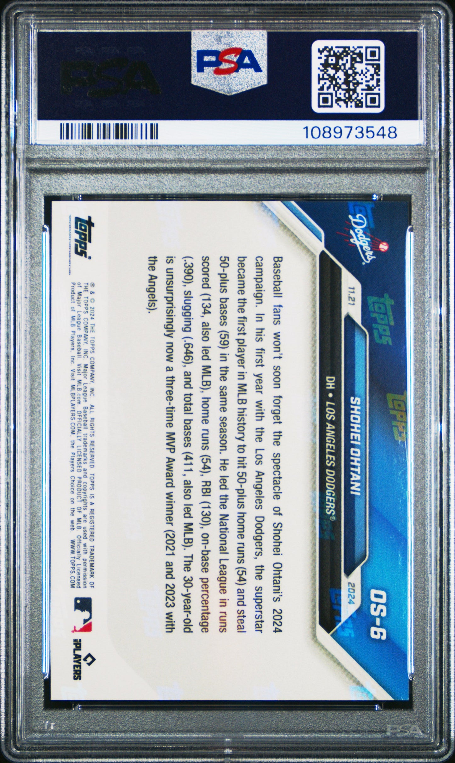 Graded 2024 Topps Now Shohei Ohtani #OS6 Offseason Baseball Card PSA 10 Gem Mint