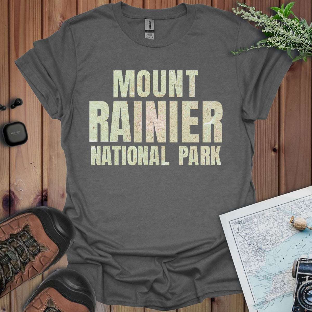 Mount Rainier Topographic Map National Park Unisex Fit Soft T-Shirt