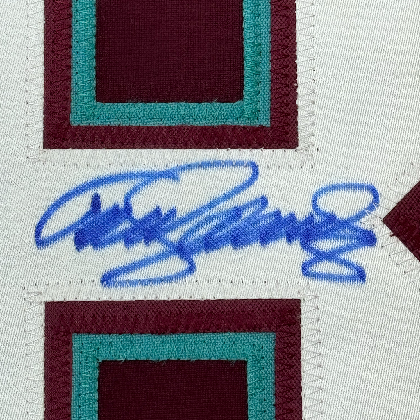 Framed Autographed/Signed Teemu Selanne 35x39 Anaheim Maroon Retro Hockey Jersey JSA COA
