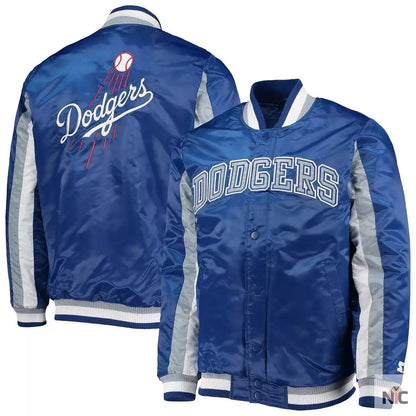 The Ace Dodgers Royal Blue Satin Varsity Jacket
