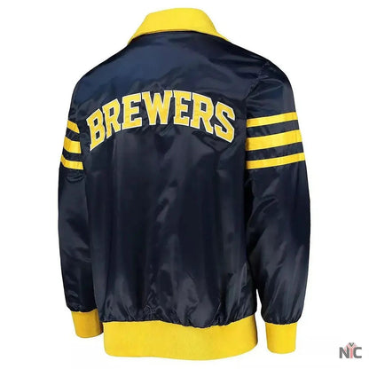 The Captain II Milwaukee Brewers Navy Satin Jacket