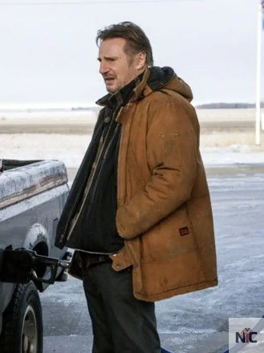 The Ice Road Liam Neeson Brown Hooded Jacket