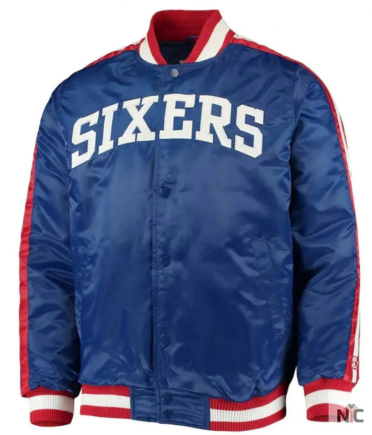 The Offensive Philadelphia 76ers Varsity Satin Full-Snap Jacket