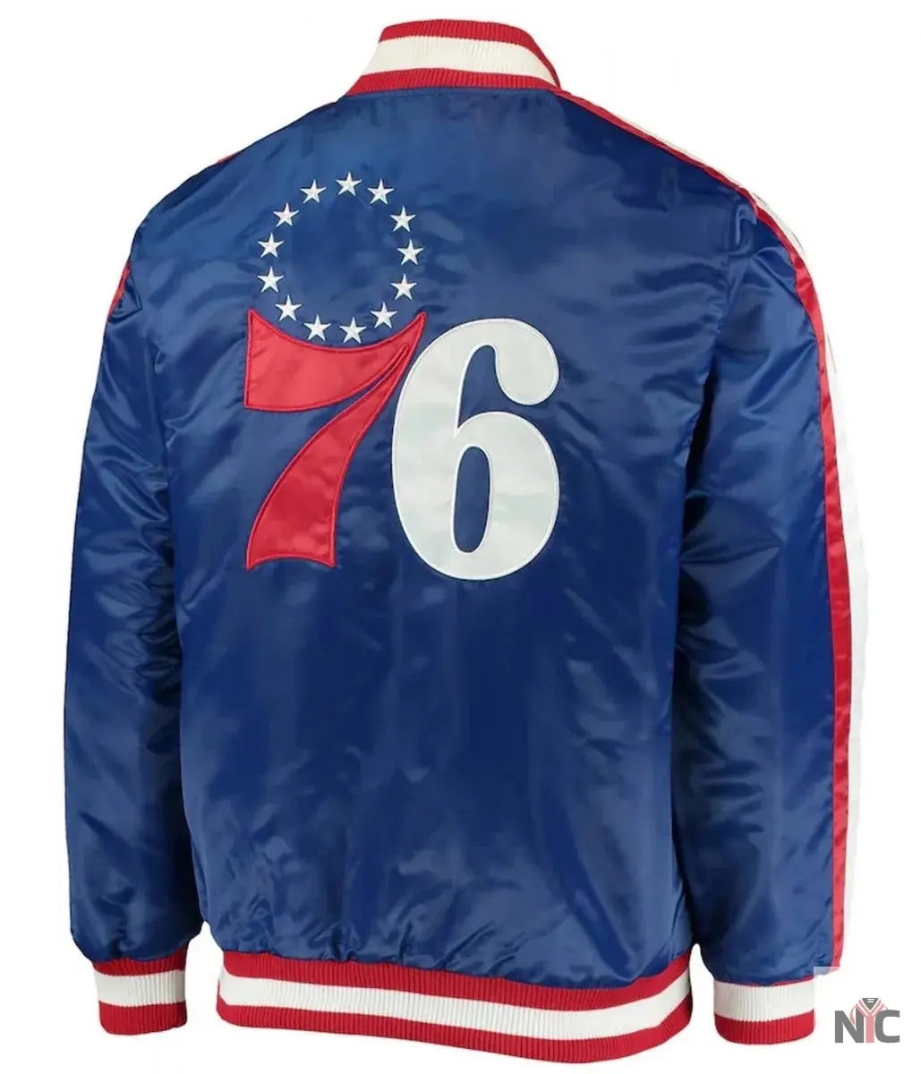 The Offensive Philadelphia 76ers Varsity Satin Full-Snap Jacket