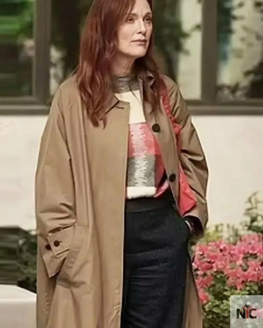 The Room Next Door 2024 Julianne Moore Brown Coat