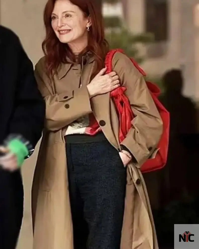 The Room Next Door 2024 Julianne Moore Brown Coat