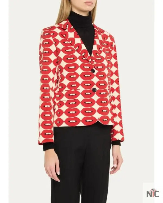 The View 2025 Joy Behar Red Lips Print Blazer