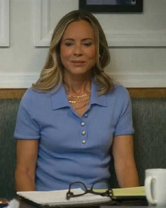 The Waterfront S01 Mae Buckley Blue Polo Top