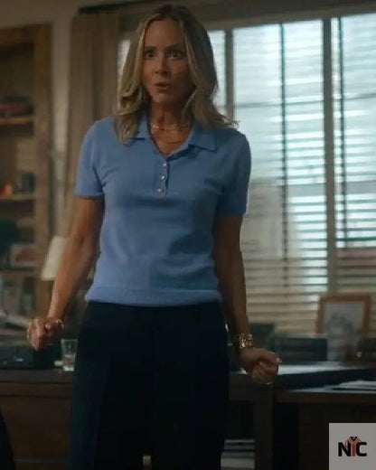 The Waterfront S01 Mae Buckley Blue Polo Top