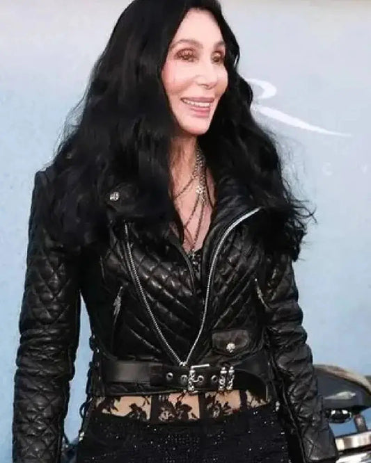 The Bikeriders 2024 Cher Black Leather Jacket