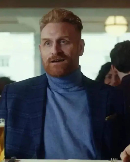The Gentlemen 2024 Kristofer Hivju Blue Checkered Blazer