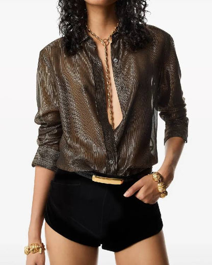 The Hunting Wives Malin Akerman Silk Blouse