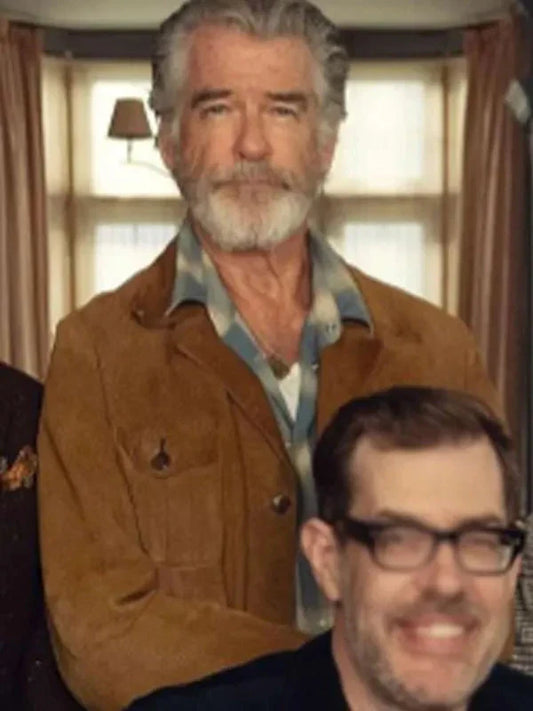 The Thursday Murder Club Pierce Brosnan Suede Leather Jacket