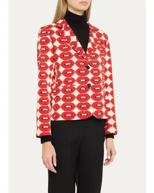The View 2025 Joy Behar Red Lips Print Blazer