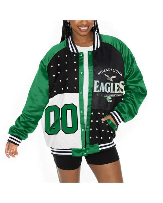 The View 2025 Sunny Hostin Eagles Embellished Varsity Jacket