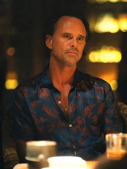 The White Lotus S3 Walton Goggins Blue Printed Shirt